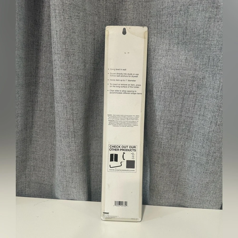 Symmetry spring grip Wall Organizer with White Holders. NWT.